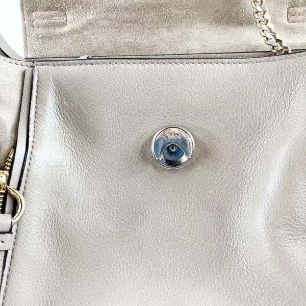 Chloé Faye Leather Crossbody Day Bag Purse Motty Grey - Image 10