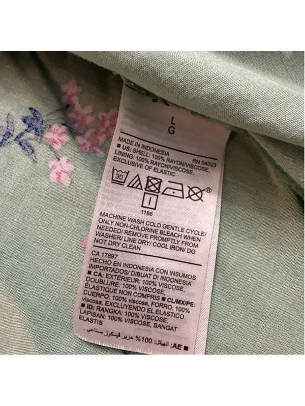 Old Navy Green Floral Fit & Flare Cami Dress Mini Smocked Back Size Large - Image 6