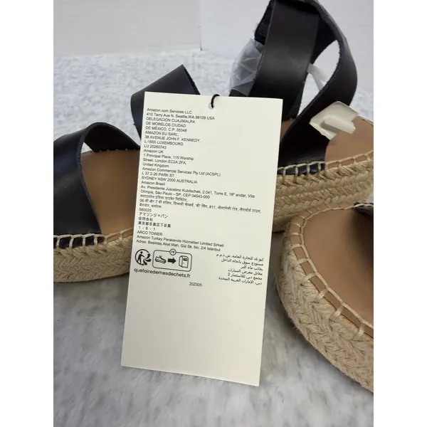 The Drop Listilla Black Faux Leather‎ Espadrille Platform Sandals Womens 7 NEW - Image 9