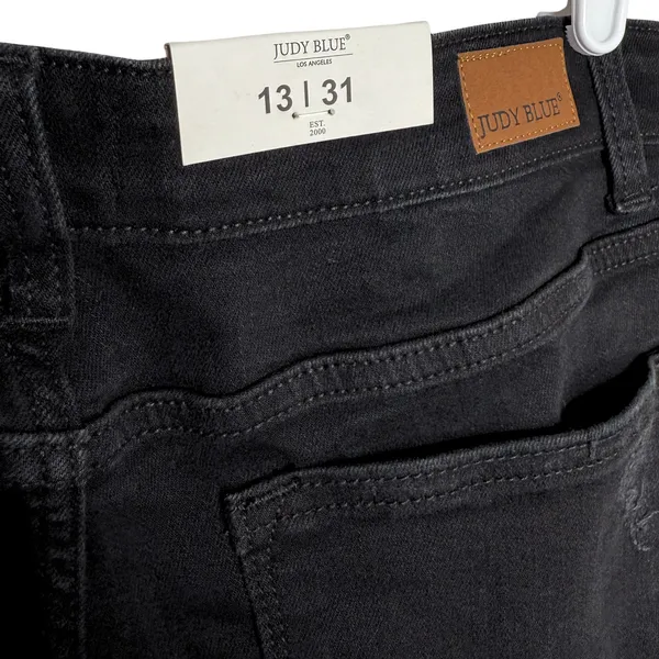 Judy Blue Distressed Boyfriend Jeans Size 13/31 Black Denim Relaxed Fit Stretchy - Image 8