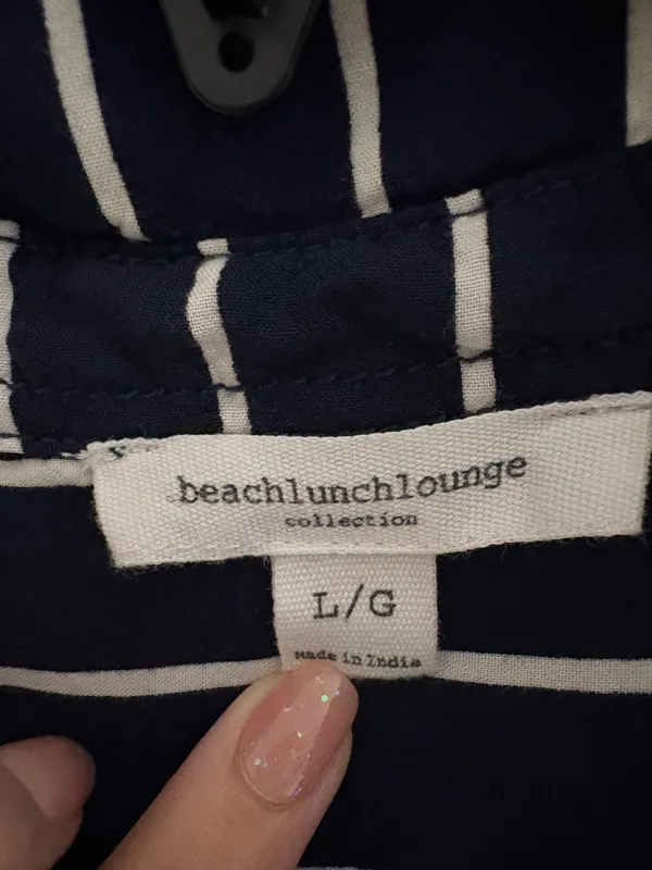 Beach Lunch Lounge Button Down Striped Shirt Blue - Image 3