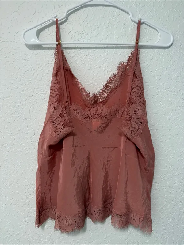 VICTORIAS SECRET Lace-Trim Cami Top in Dusty Rose Size XL - Image 3