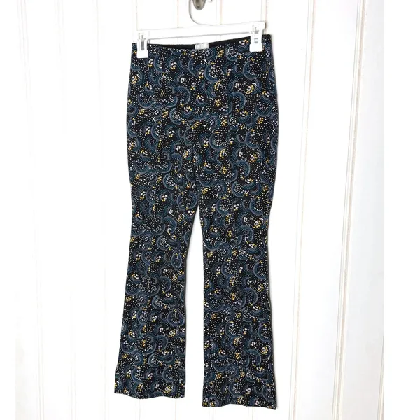 Maeve Anthropologie Margot Kick Flare Cropped Pants Swirl Print XXS High-Rise - Image 3