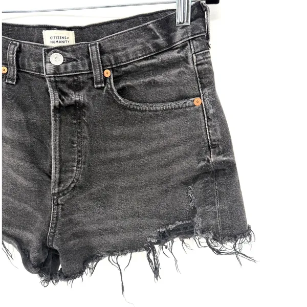 Citizens of Humanity Annabelle Shorts 28 Black Distressed High Rise Denim Cutoff - Image 4