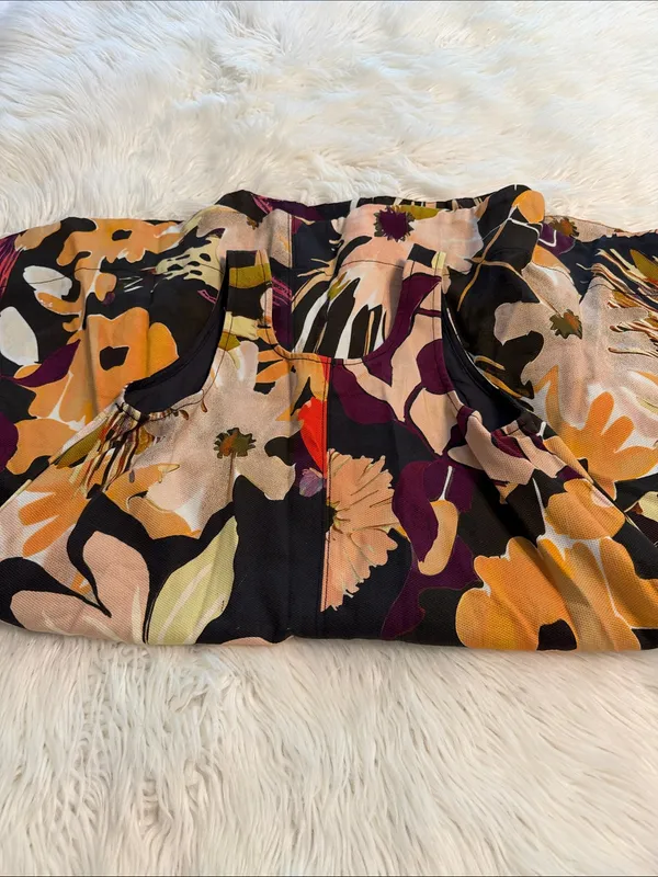 Maeve Multicolor Floral-Print Dress with Black Lining size XS length 34” bust 32 - Image 12