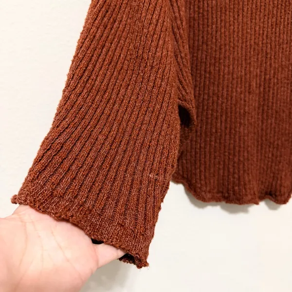 Free People Beach Turtleneck Sweater Womens‎ Small Brown Rust Beachy - Image 5