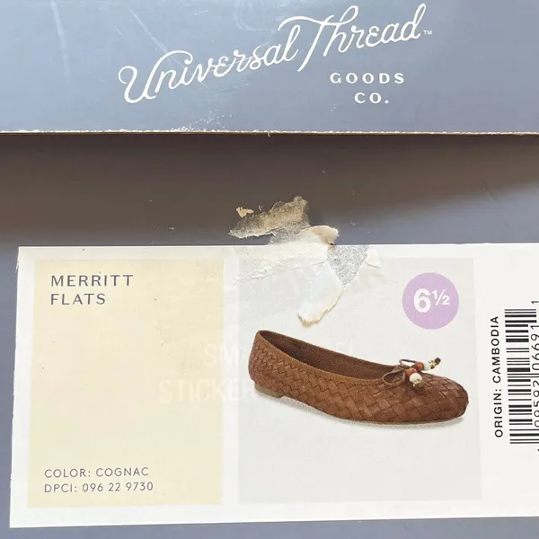 Universal Thread Merritt Woven Ballet Flats Cognac Brown Beaded Bow Size 6.5 - Image 7