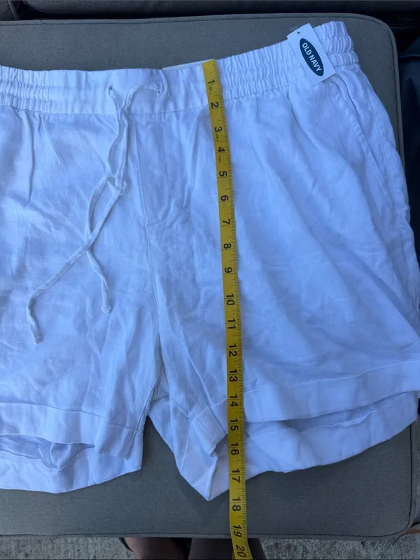 Old Navy White Linen-Blend Drawstring Women’s Shorts size XL NEW - Image 6