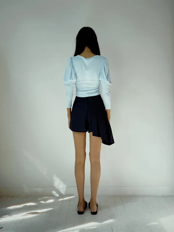 NWT Allina Liu Mitski Pointelle‎ Cardigan Baby Blue Tie Front Womens Size XXS - Image 5