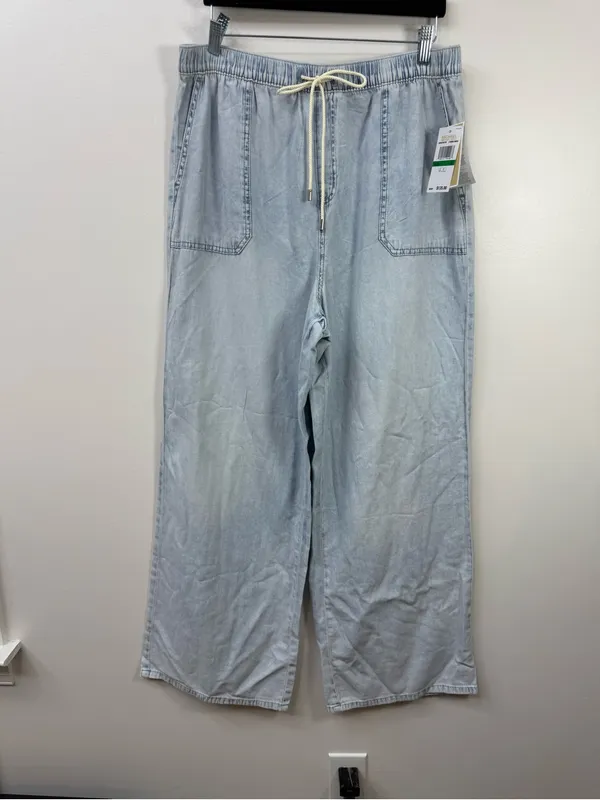Michael Kors Light Blue Wide-Leg Drawstring Jeans size L - Image 3