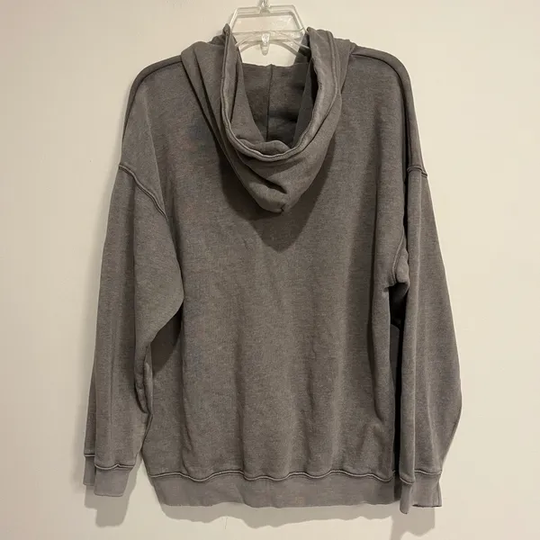 Aerie Sweatshirt Hoodie Notch Neck Taupe Brown Distressed Oversized XS‎ - Image 2