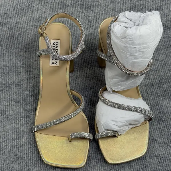 Badgley Mischka Size-8.5M Dalilah Ankle Strap High Heel Sandals Pale Gold $245 - Image 10