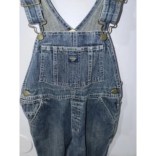 Vintage OshKosh Vestbak‎ Blue Denim Bib Overalls Kids Unisex Size 6 S - Image 2