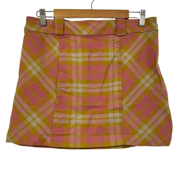 Urban Outfitters Pink & Green Plaid Mini School Girl Skirt Womens L Preppy Fall - Image 2