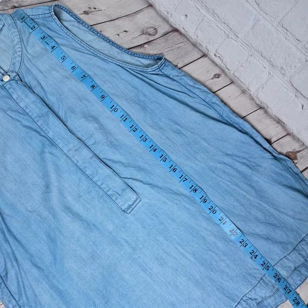 J.Crew‎ Womens Blue Lyocell Chambray Sleeveless Henley Shell Top B8766 Size 6 - Image 7