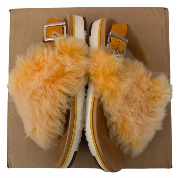 Ugg Holly‎ Fluffy Fur Orange Zinnia Slingback Thong Sandals Women'S Size 8.5 - Image 6