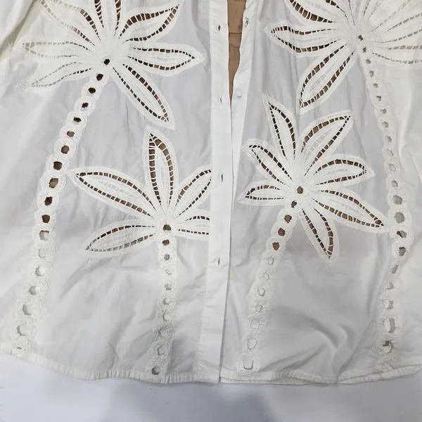 HEMANT AND NANDITA Lani Palm Mini Dress in White XS - Image 4