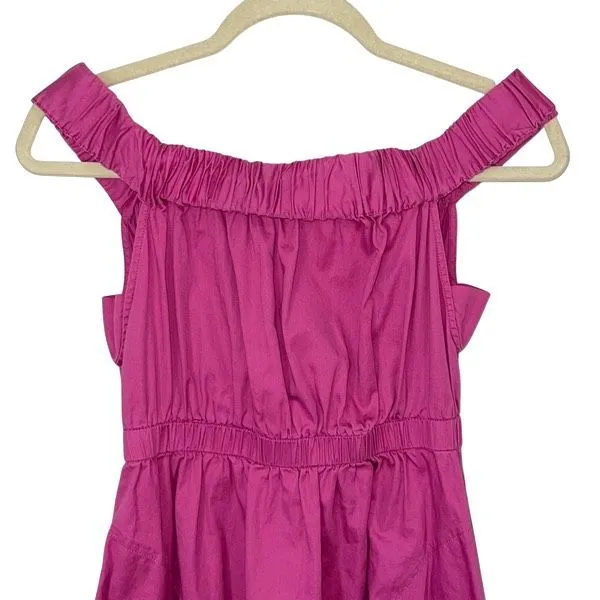 Anthropologie Maeve Mona Off The Shoulder Midi Fit & Flare Dress Fuchsia Size XS - Image 4