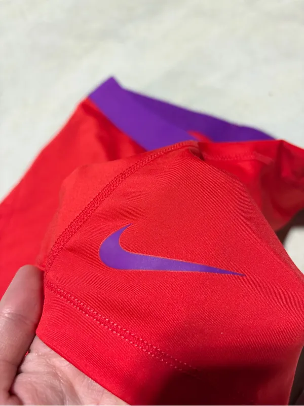 Nike pro Red Performance Shorts with Purple Waistband medium - Image 2