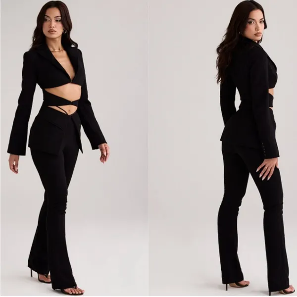 New! House of CB Layla Black V-Front Trousers‎ Size XS $149 - Image 2