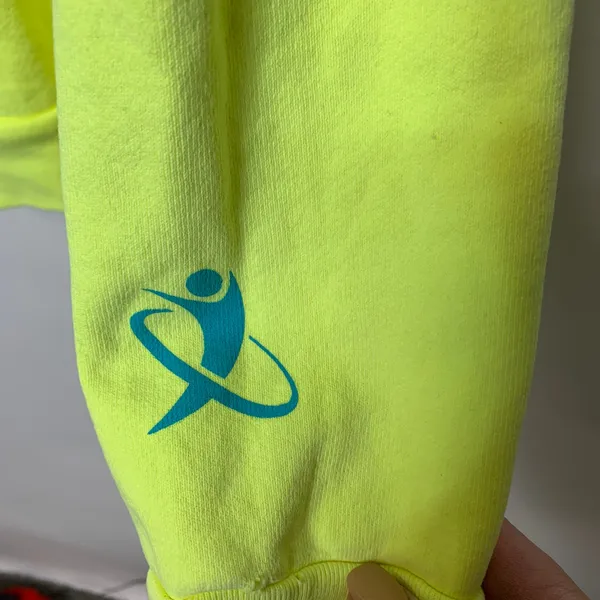 Club Fantasy Neon Yellow Starlight Heavy Cotton Hoodie Large Sweatshirt - Image 3
