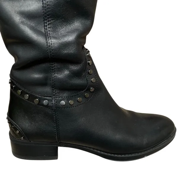 Sam Edelman Paxton Women's 6.5 black leather‎ studded tall moto riding boots - Image 5