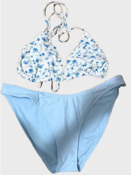 wild fable White & Light Blue Floral Triangle Bikini - Image 2