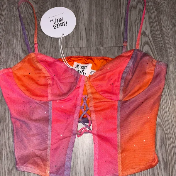 Princess Polly Pink Orange Shiny Tashi Tank Top - Image 2