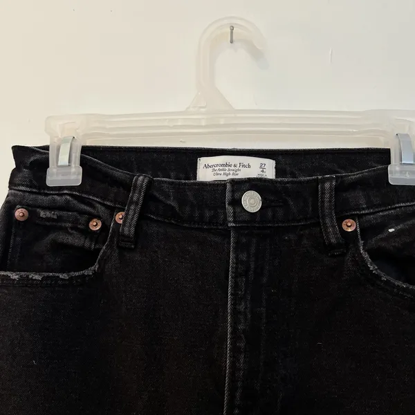 Abercrombie & Fitch Ankle Straight Ultra‎ High Rise Curve Love Jeans 27/4 Black - Image 2