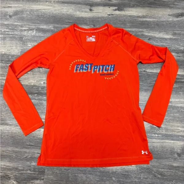 Under Armour Fast Pitch Women's Red Long Sleeve Athletic Top - Image 3