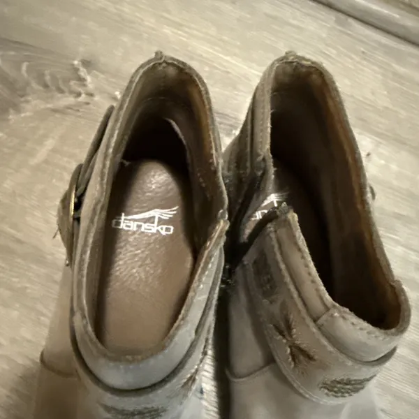 Dansko Balance Beige‎ Leather Ankle Bootie Zip Buckle Round Toe Women's 8 38 - Image 7