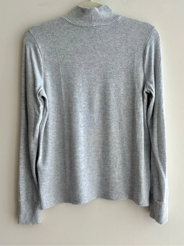 Lucky Brand Mockneck Heather Grey Cozy Stretch Sweater Top, Size Small - Image 12
