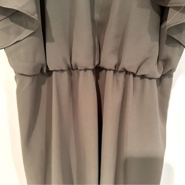 Miami Halter Ruffle Top Dress Women's Large‎ Olive Green Elastic Waist Flowy - Image 5