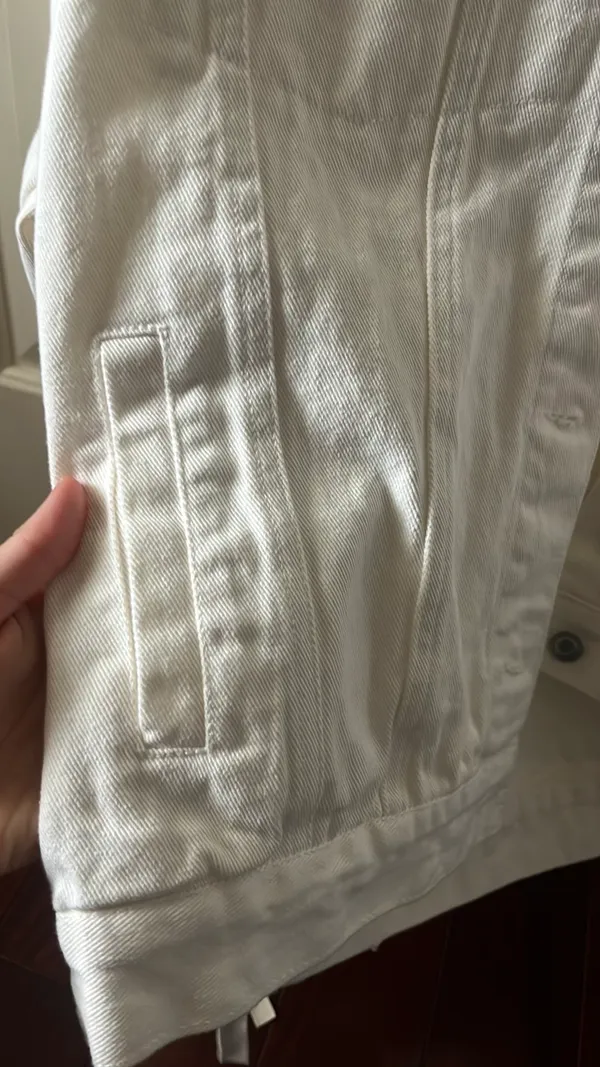 Peach Love Oversized Fringe Jean Jacket - Image 4