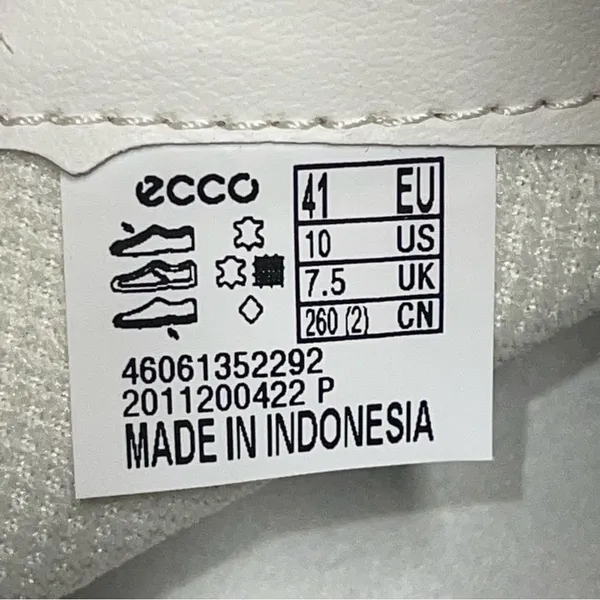 Ecco Perforated White Leather Women's Sneakers Size 10M - Image 3