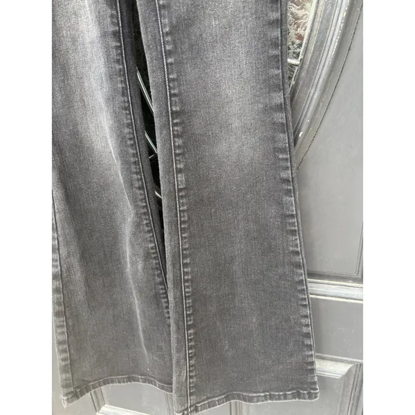 Free People We The Free High Rise Flare Jeans Washed Black Size 25 Double Button - Image 2