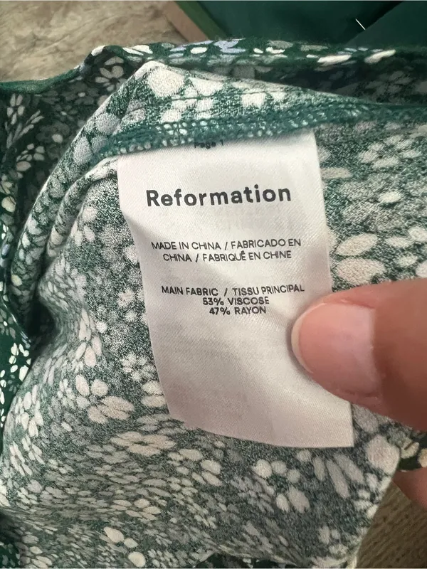 Reformation Agean Mini Dress Green Floral Print Tie Strap Shoulders Size 4 - Image 7
