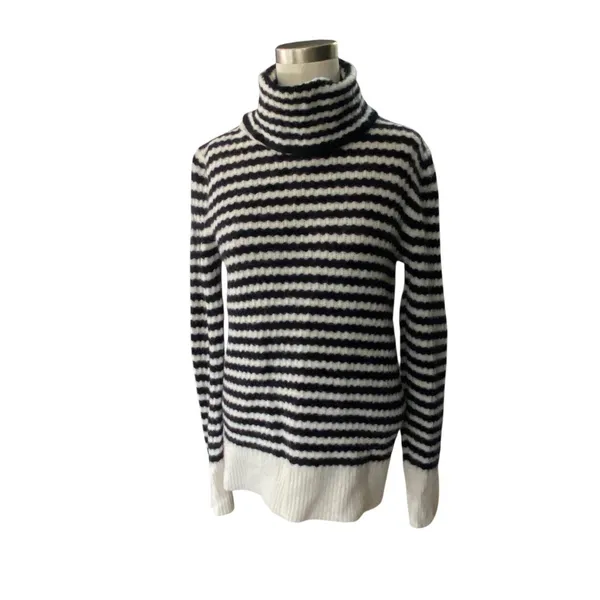 Banana Republic Italian Filpucci Yarn Turtleneck Sweater Small Black Beige⁠ - Image 3