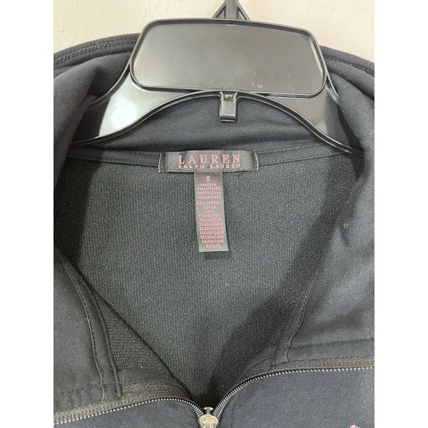 Lauren Ralph Lauren Jacket Womens Small Black Pink Full Zip Track Crest Athletic - Image 5