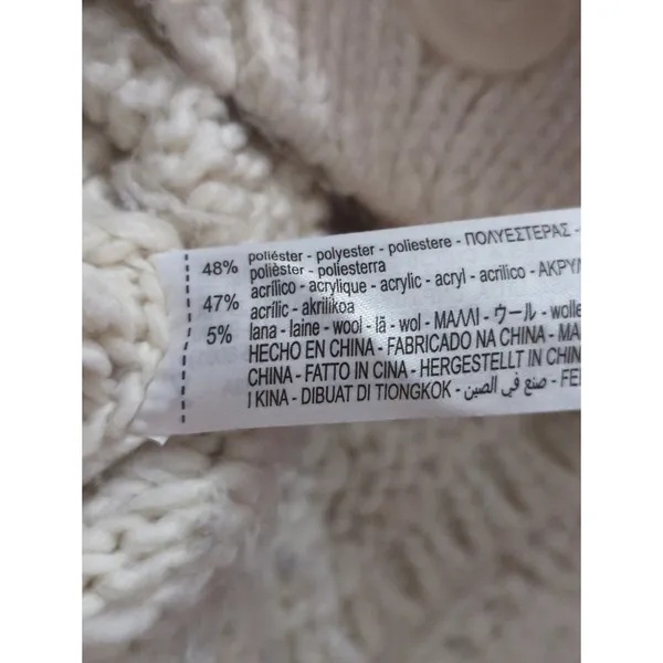 Zara Wool Blend Chunky Cream Button Down Oversized Cozy Cardigan Women's‎ Medium - Image 7