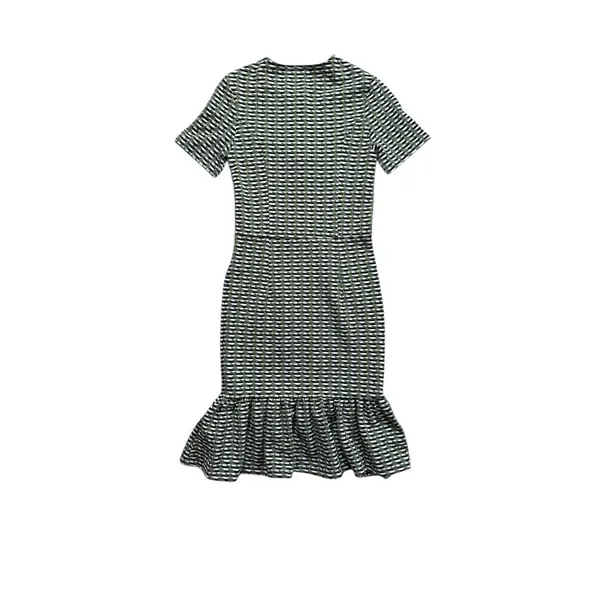 Opening Ceremony Womens Striped Short Sleeve Sheath Dress Green Ruffle Small‎ - Image 6