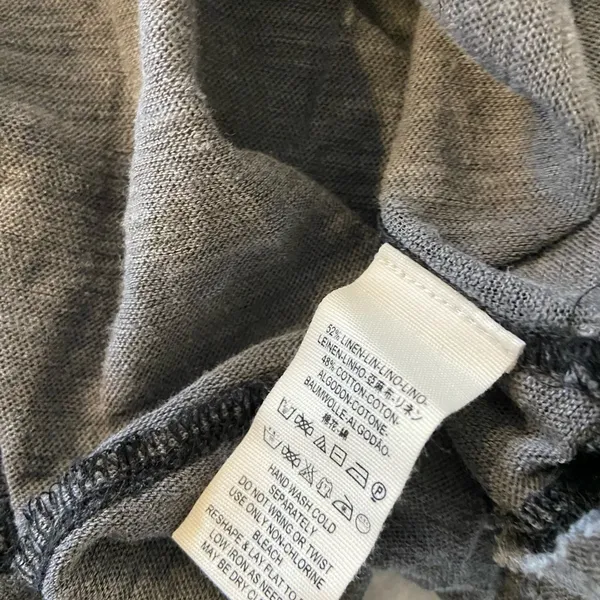 We The Free Free People Size M Gray Rush Hour Peasant Blouse Raw Hem Linen Long Sleeve - Image 10