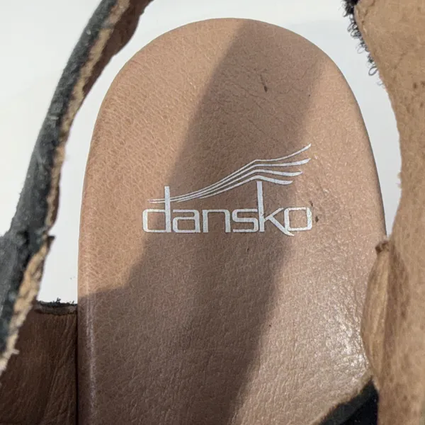 Dansko Demetra Black Leather Cutout Platform Sandals Wood Block Heel Women 6-6.5 - Image 7