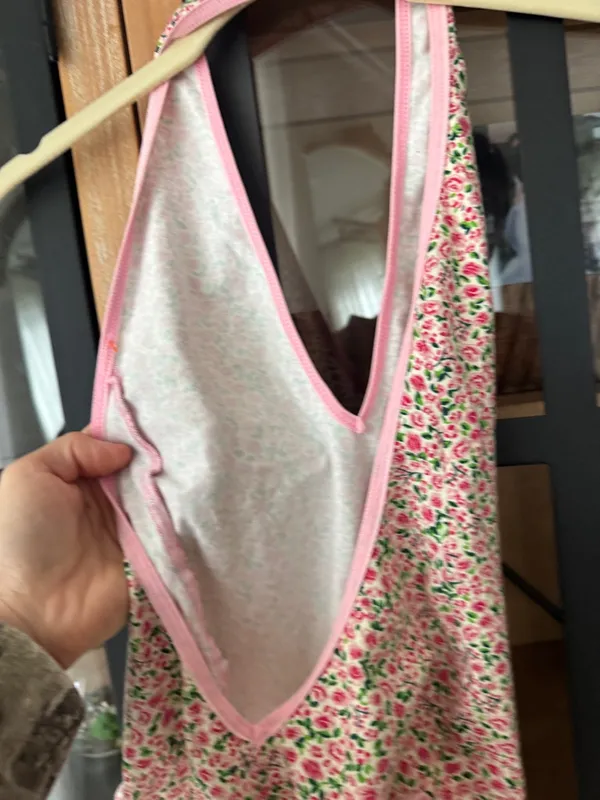 American apparel floral bodysuit leotard sleeveless scoop open back vneck halter - Image 8