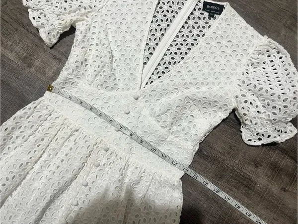 BARDOT Eyelet Puff Sleeve Midi Dress - Image 8