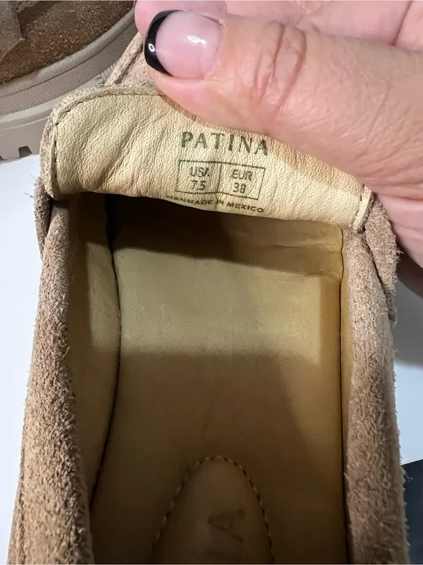 Patina Portland Leather Co Zoe Suede Leather Tan Chunky Platform Loafer Shoes - Image 7