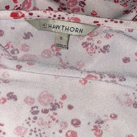 5/$30 🎈 41 hawthorn women’s XL‎ pink floral wrap blouse - Image 6