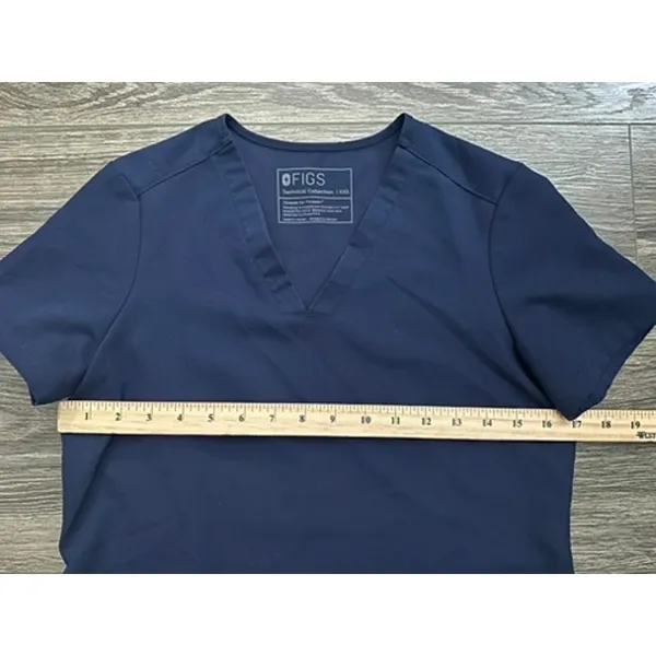 Figs Navy Blue V-Neck Scrub Top size XXS - Image 3