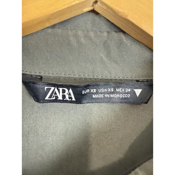 Zara XS Women’s Oversized Green Button-Down Shirt Long Sleeve - Image 10