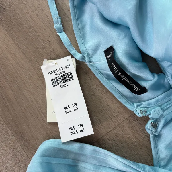 NWT Abercrombie & Fitch Giselle Pleated Cutout Maxi Dress Light Blue Women Small - Image 5
